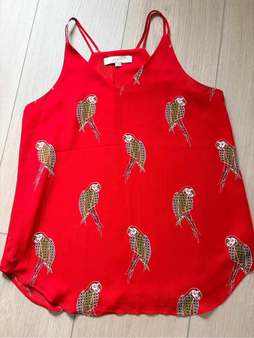 LOFT Red Parrot Print Camisole